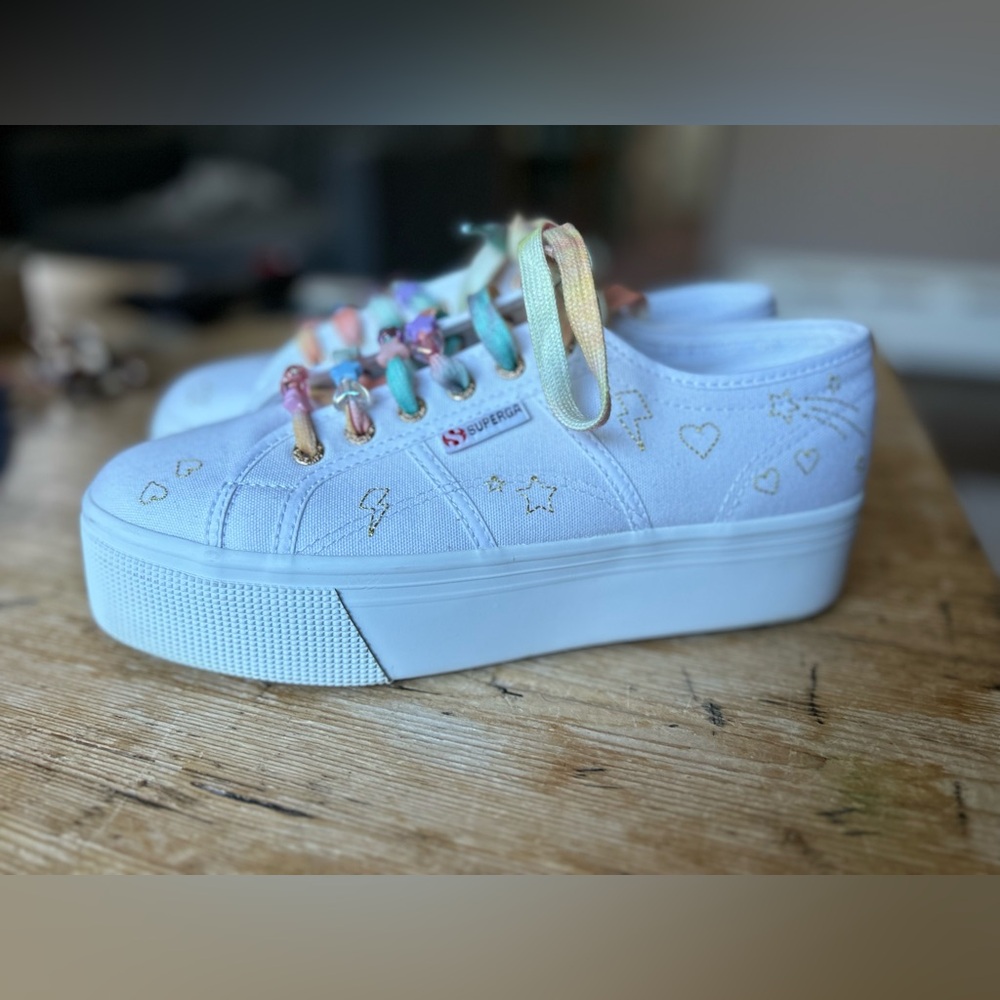 Amazing Condition Superga Platform Sneakers Beads Rainbow Rare